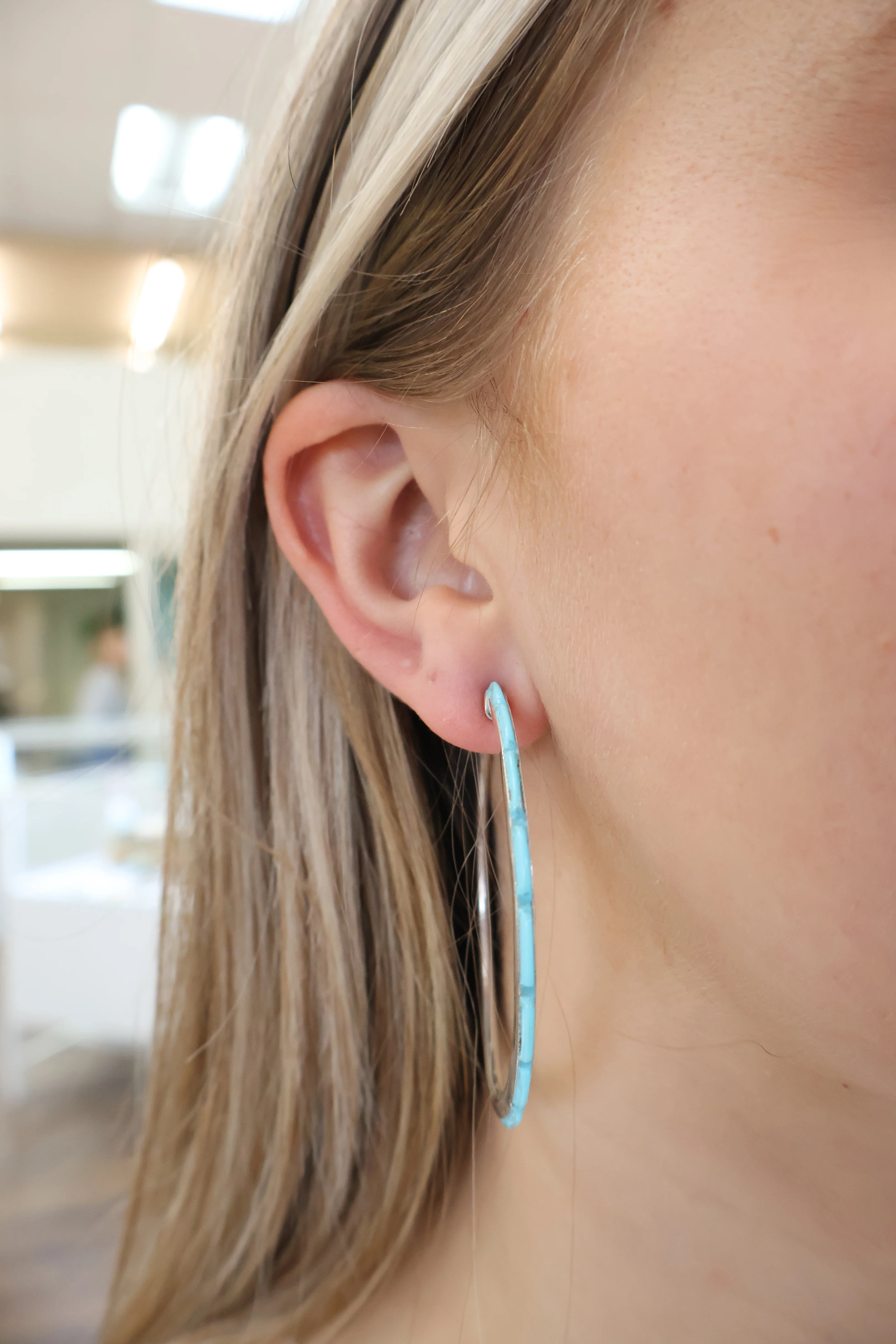 2 1/4" Turquoise Hoops - Image 2