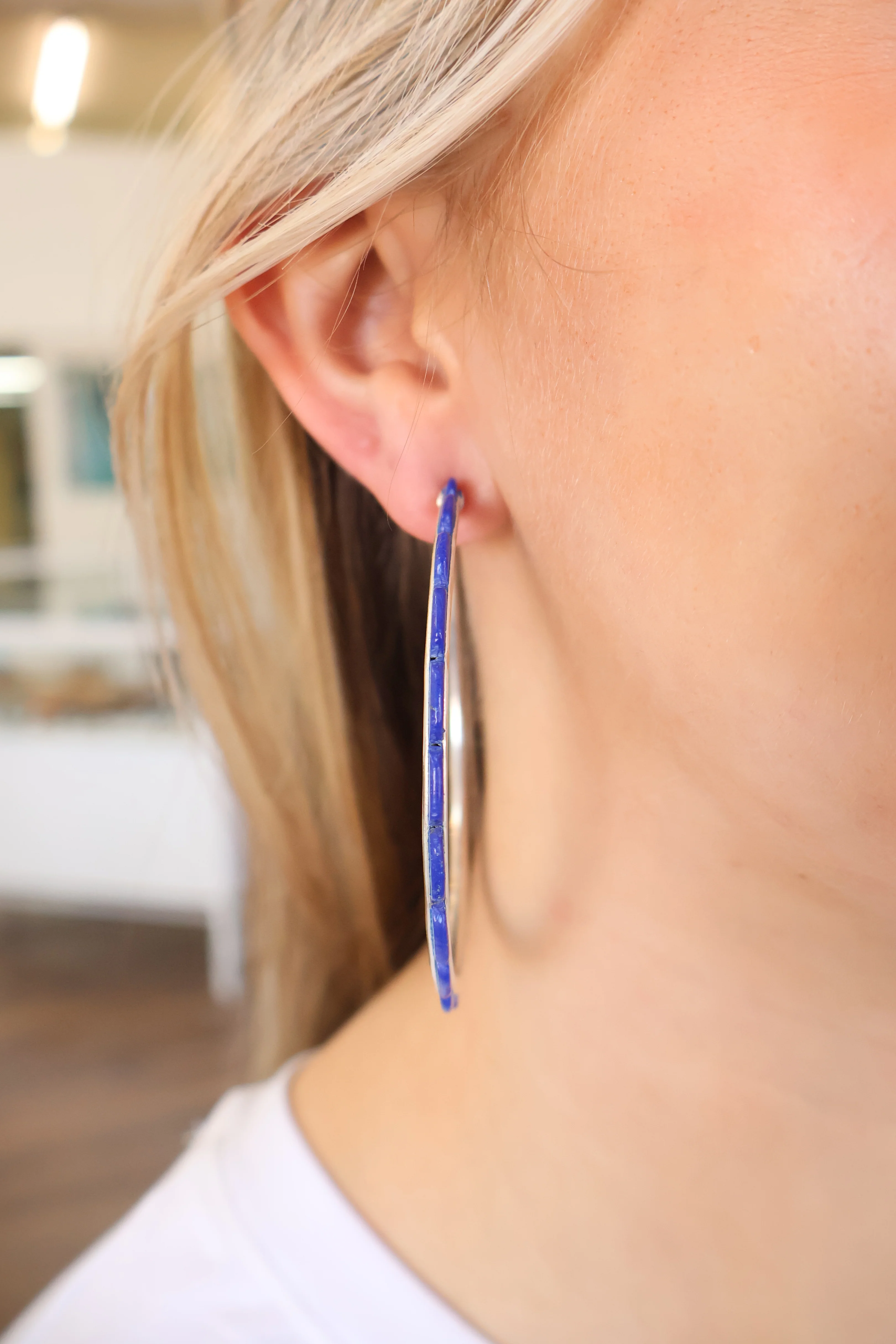 3" Lapis Hoops - Image 2