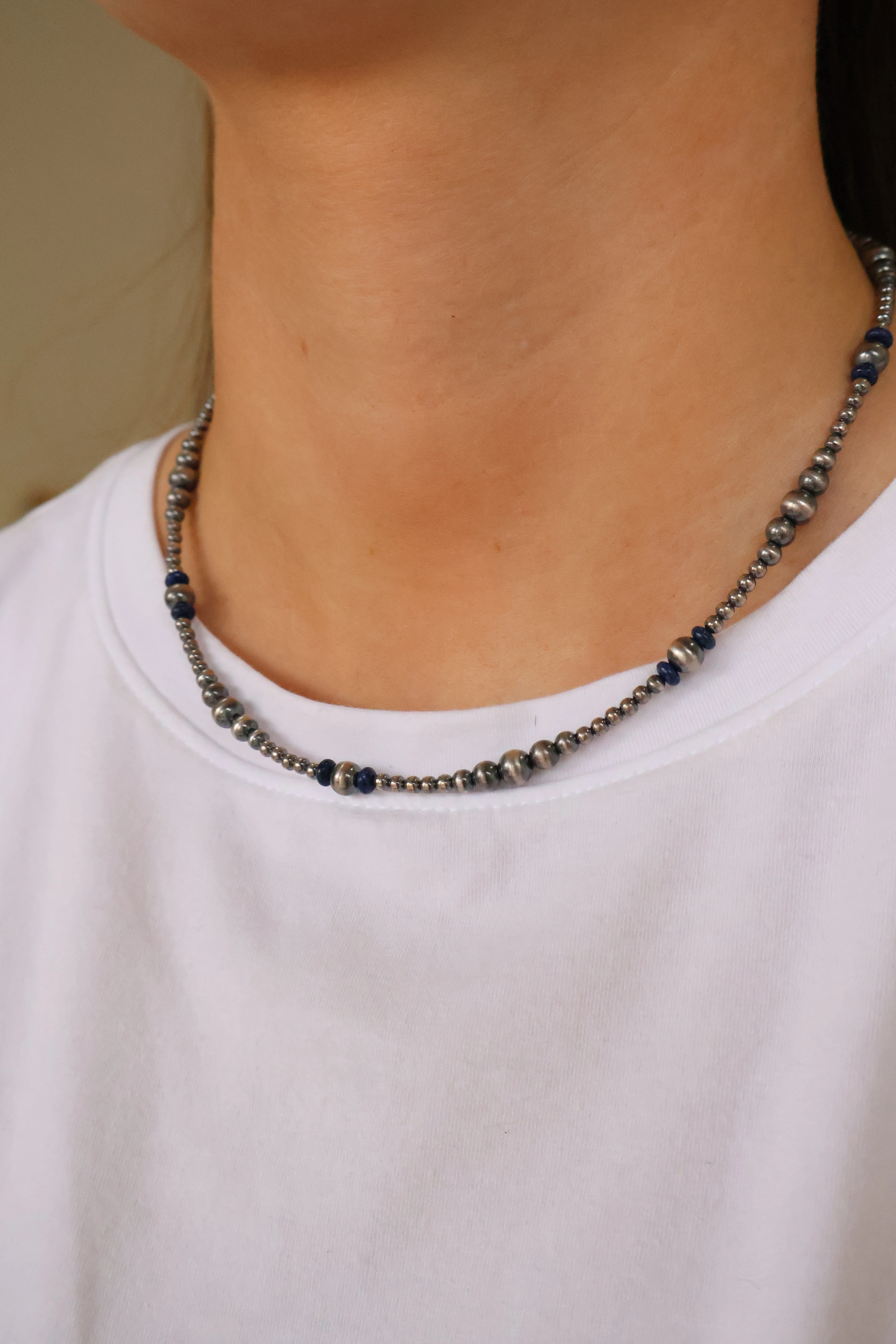 3-6mm Navajo Pearls- Lapis (18") - Image 2