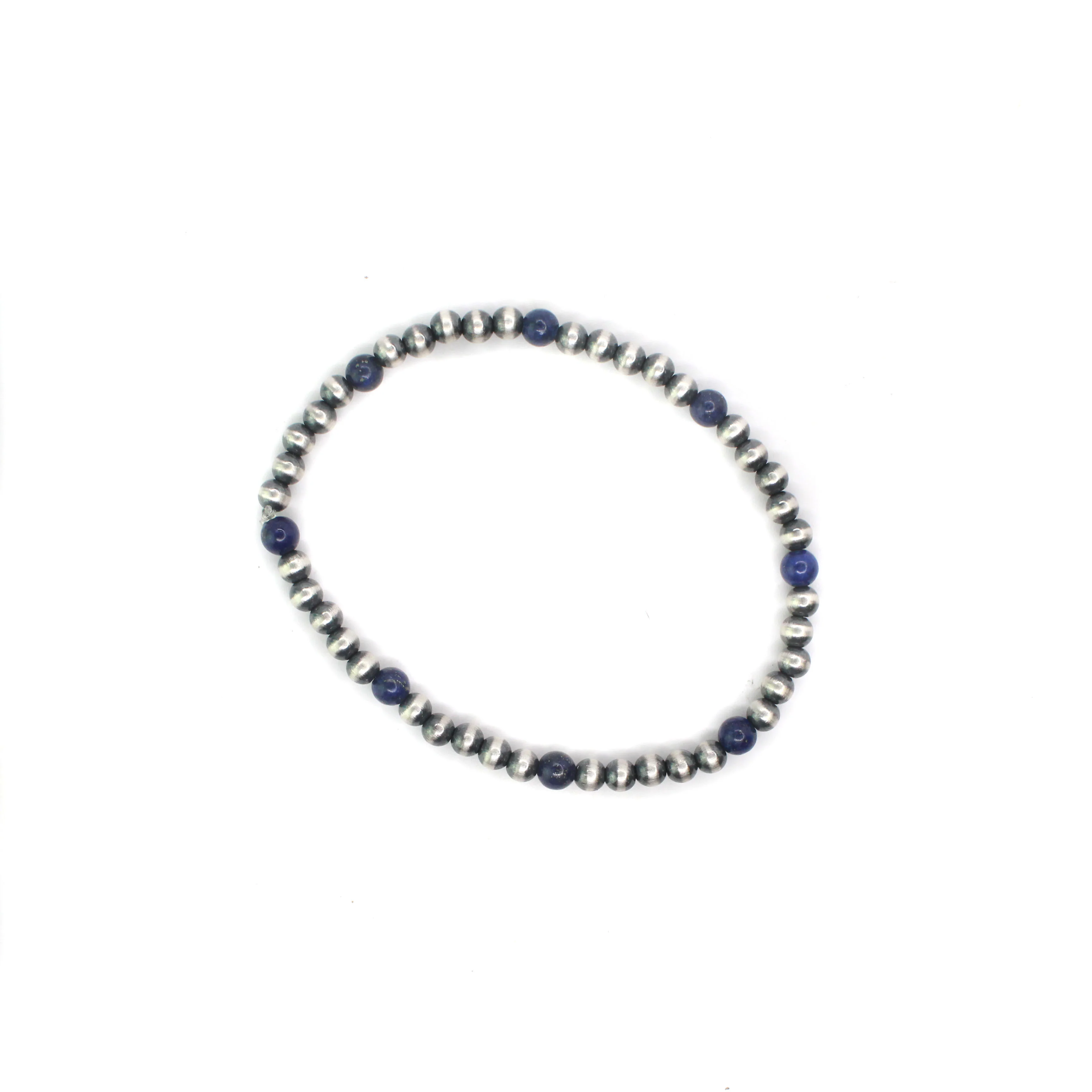 4mm Navajo Pearl Stretch Bracelet - Lapis