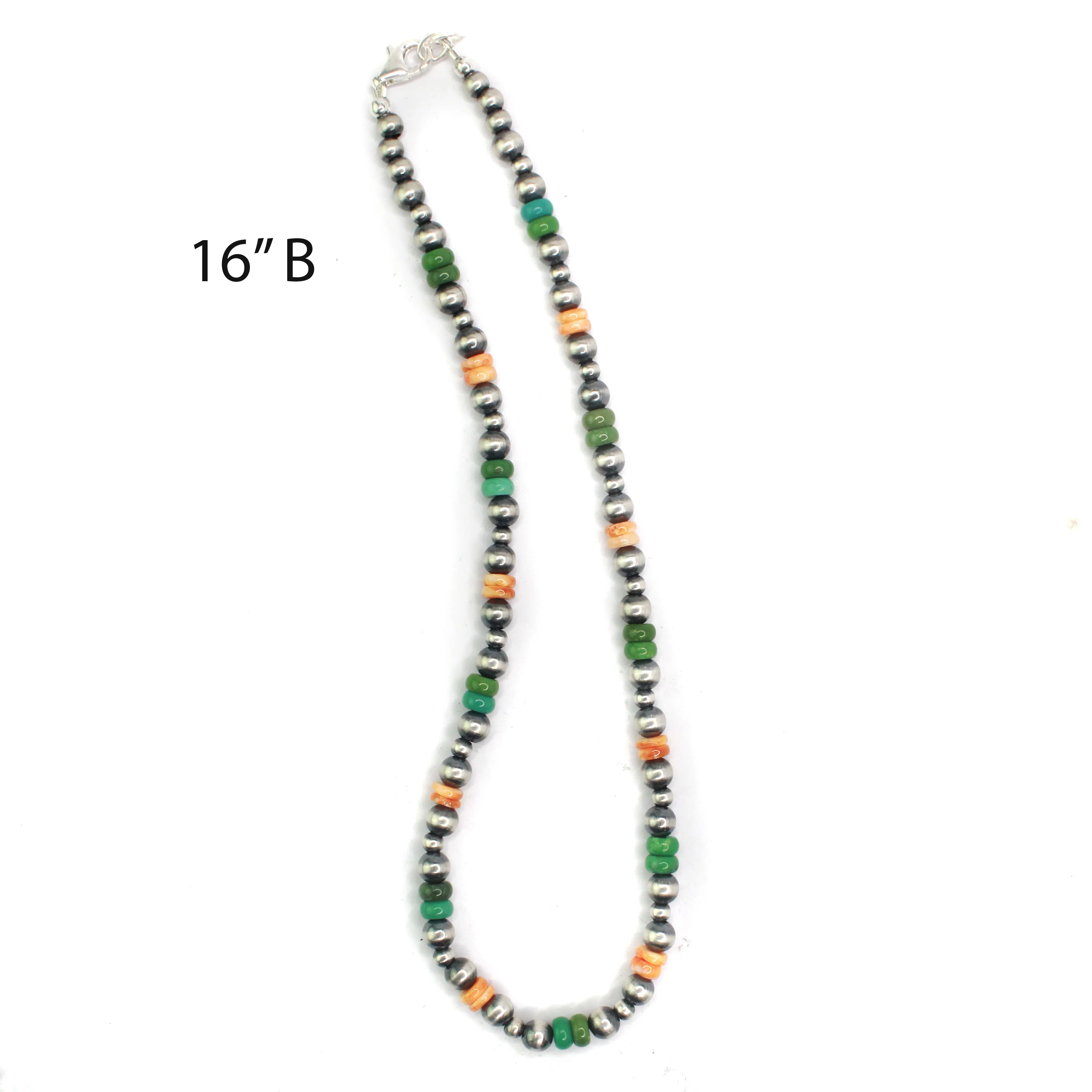 6mm Navajo Pearls - Orange Spiny Oyster/Green Turquoise - Image 4