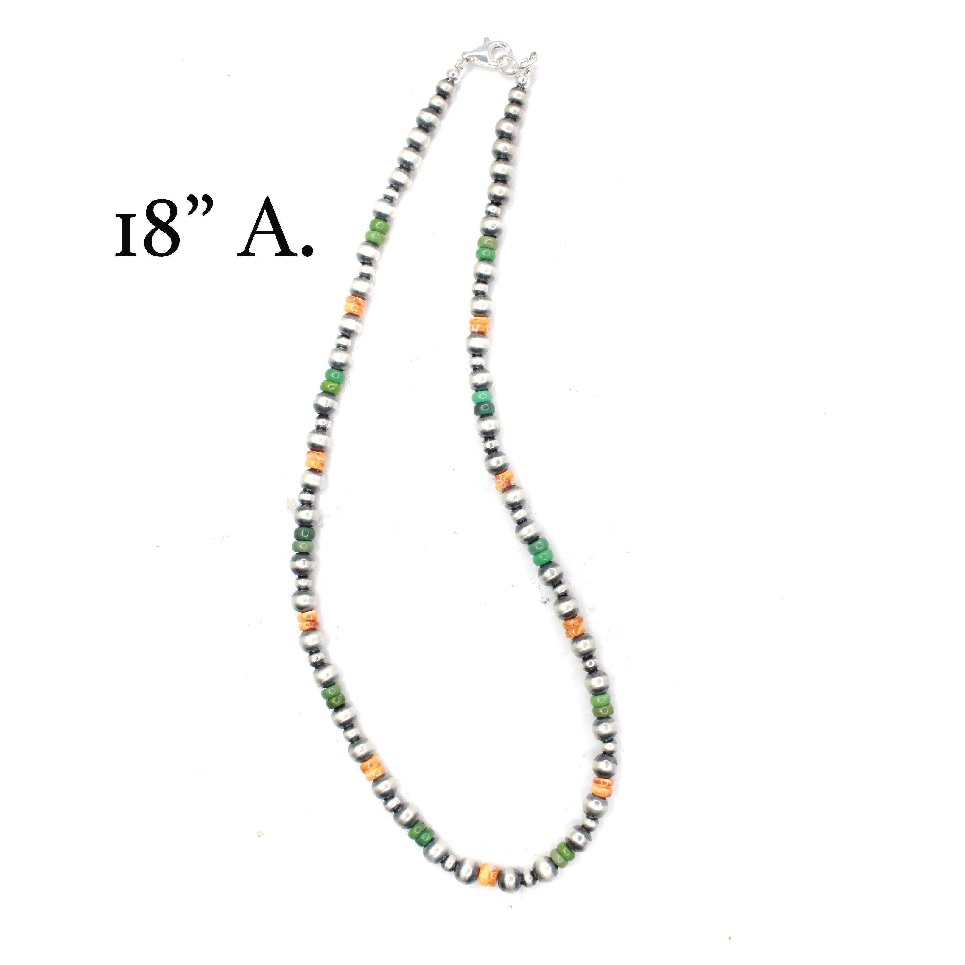 6mm Navajo Pearls - Orange Spiny Oyster/Green Turquoise - Image 5