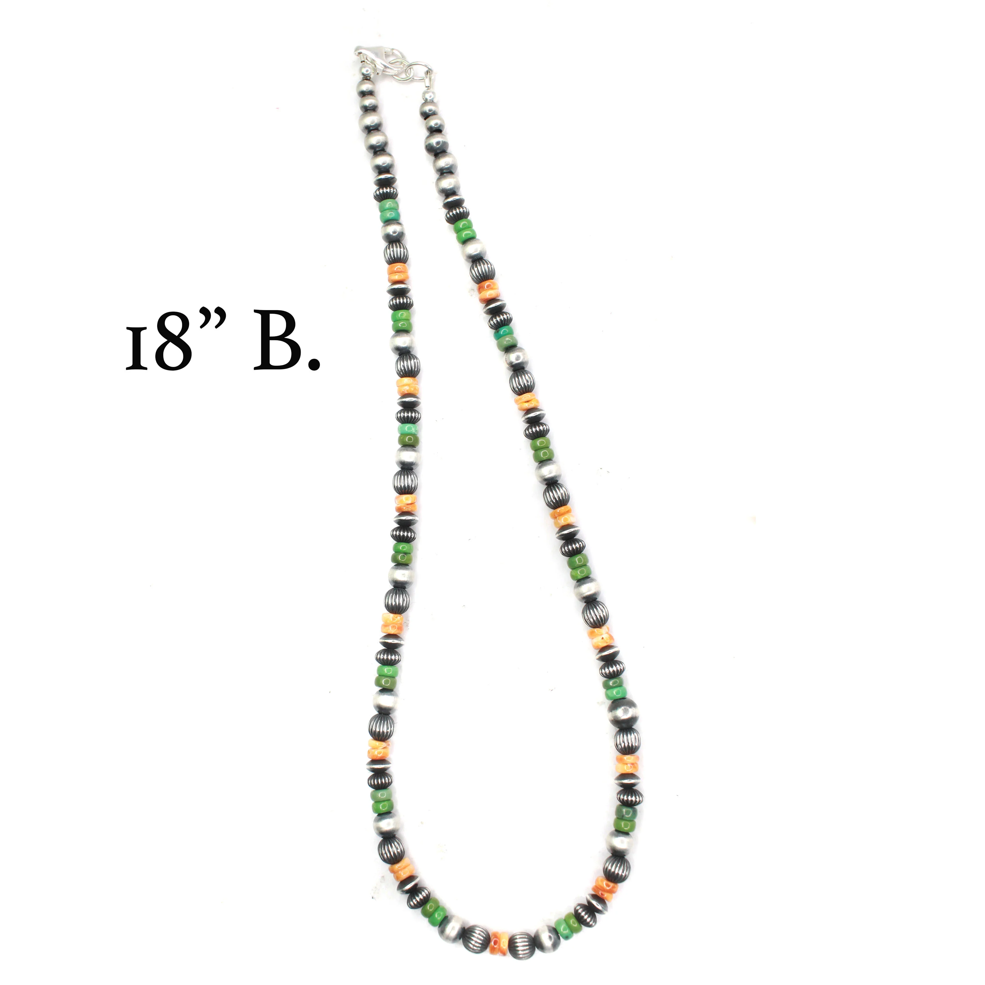 6mm Navajo Pearls - Orange Spiny Oyster/Green Turquoise - Image 6
