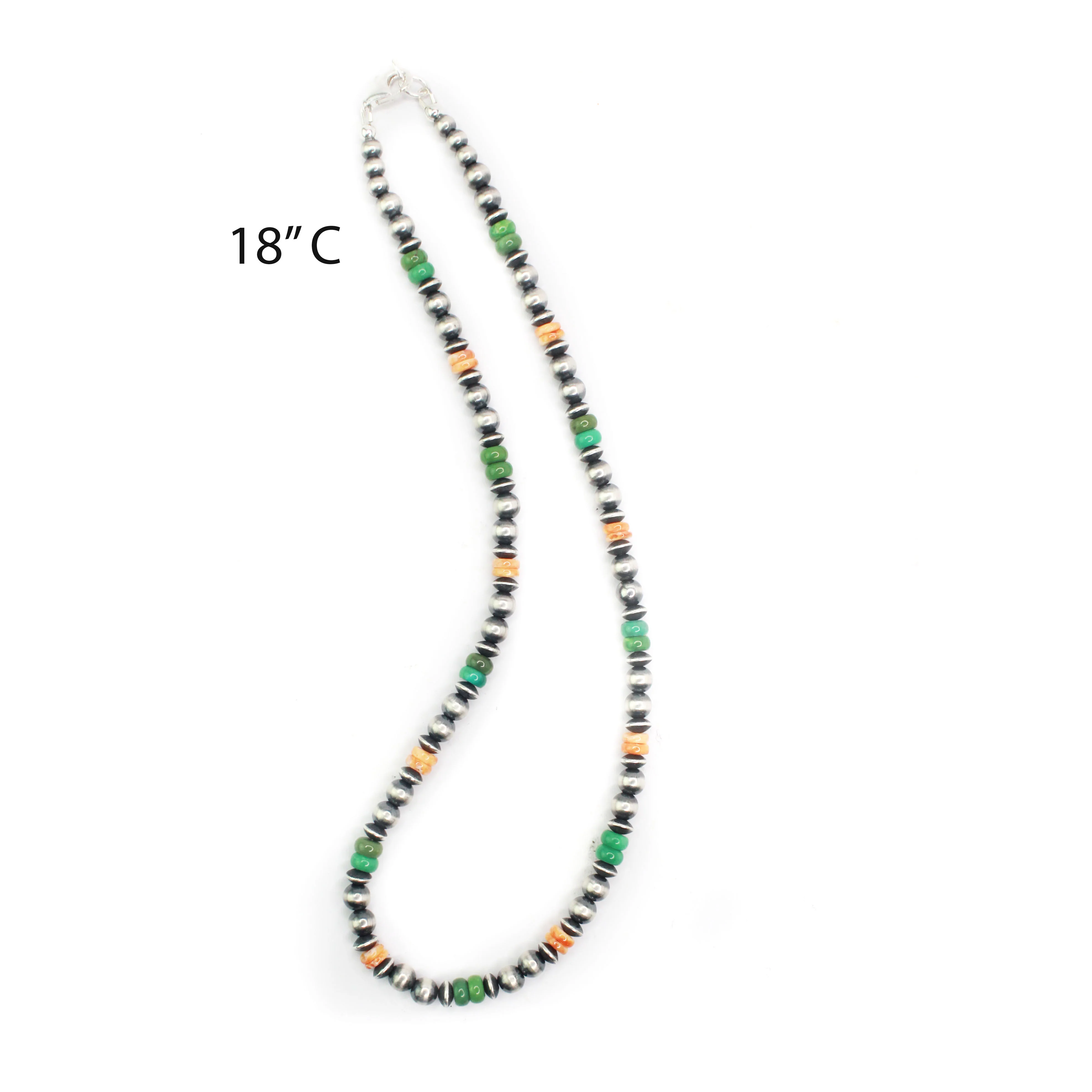 6mm Navajo Pearls - Orange Spiny Oyster/Green Turquoise - Image 7
