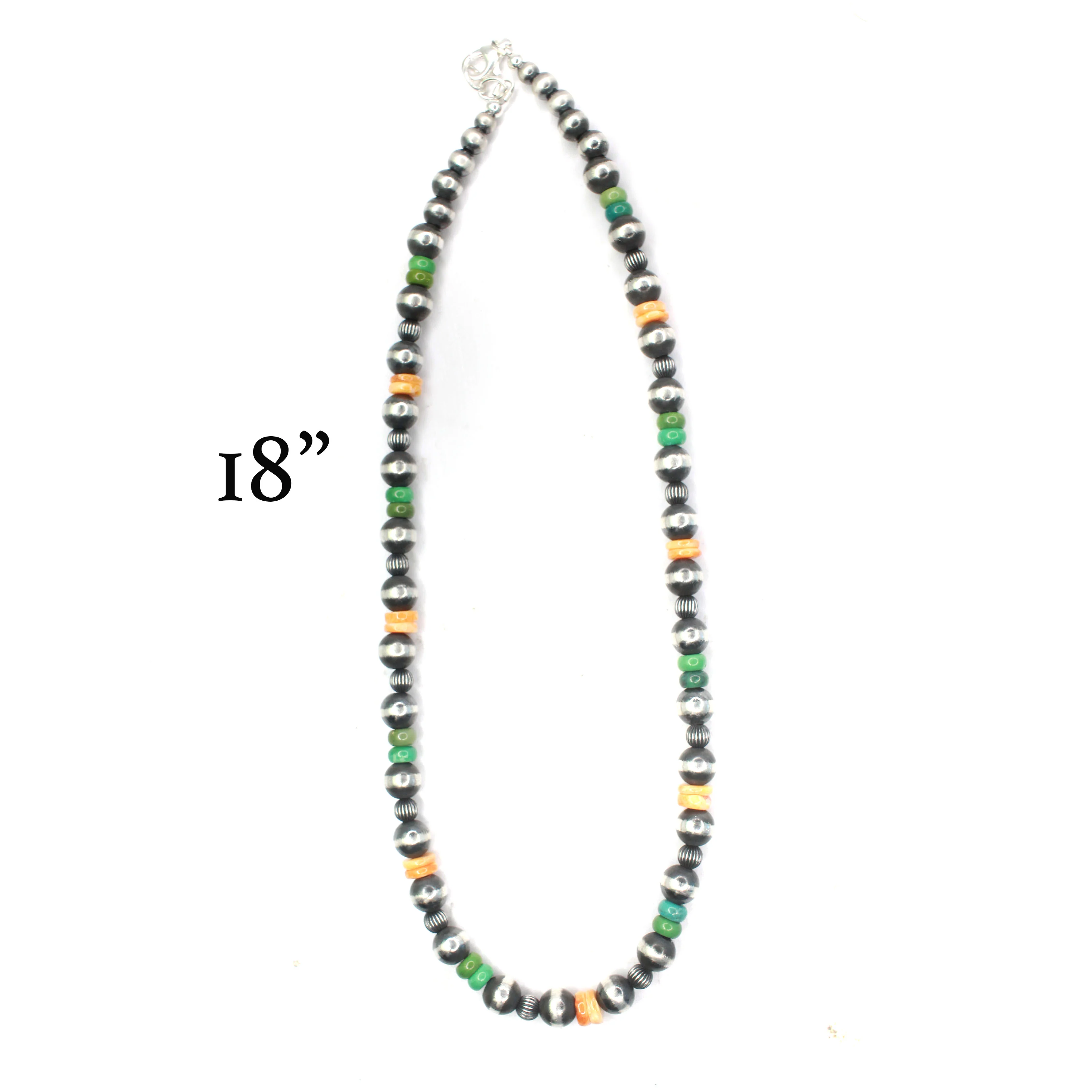 8mm Navajo Pearls - Orange Spiny Oyster/Green Turquoise - Image 4