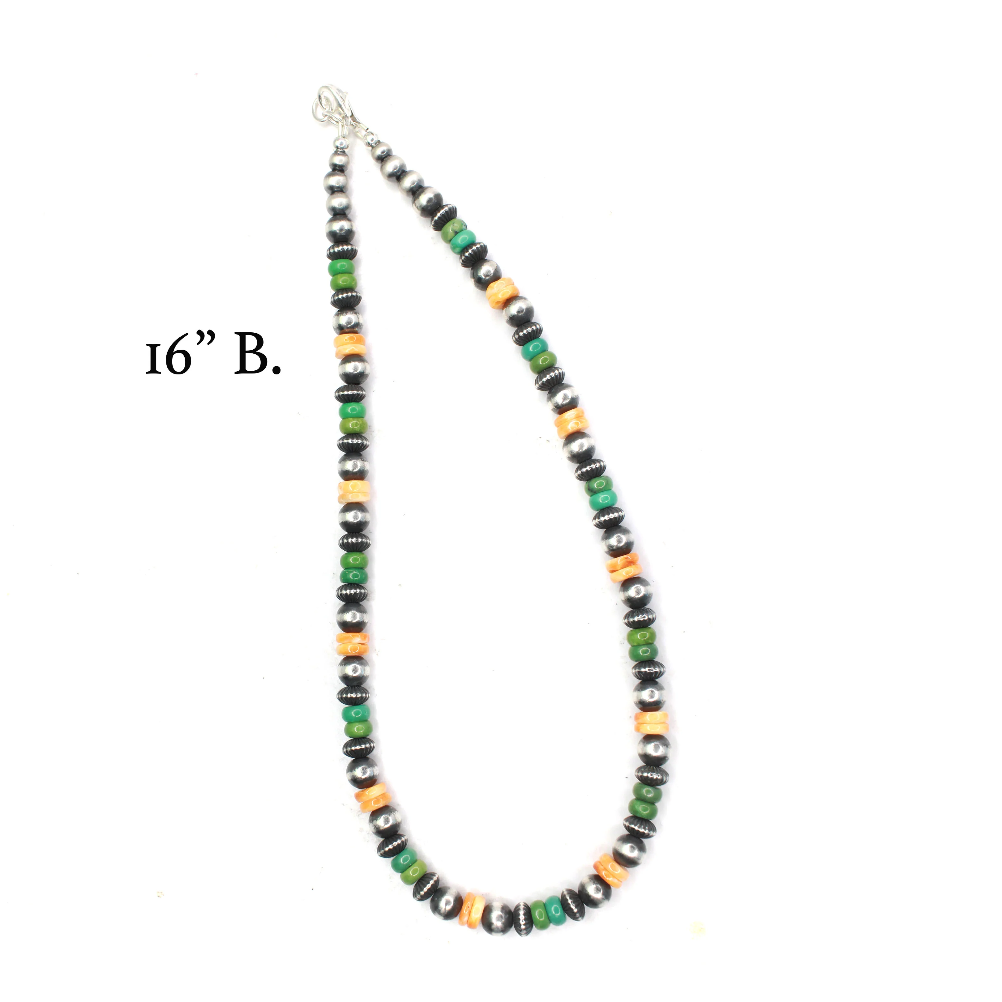 8mm Navajo Pearls - Orange Spiny Oyster/Green Turquoise - Image 6