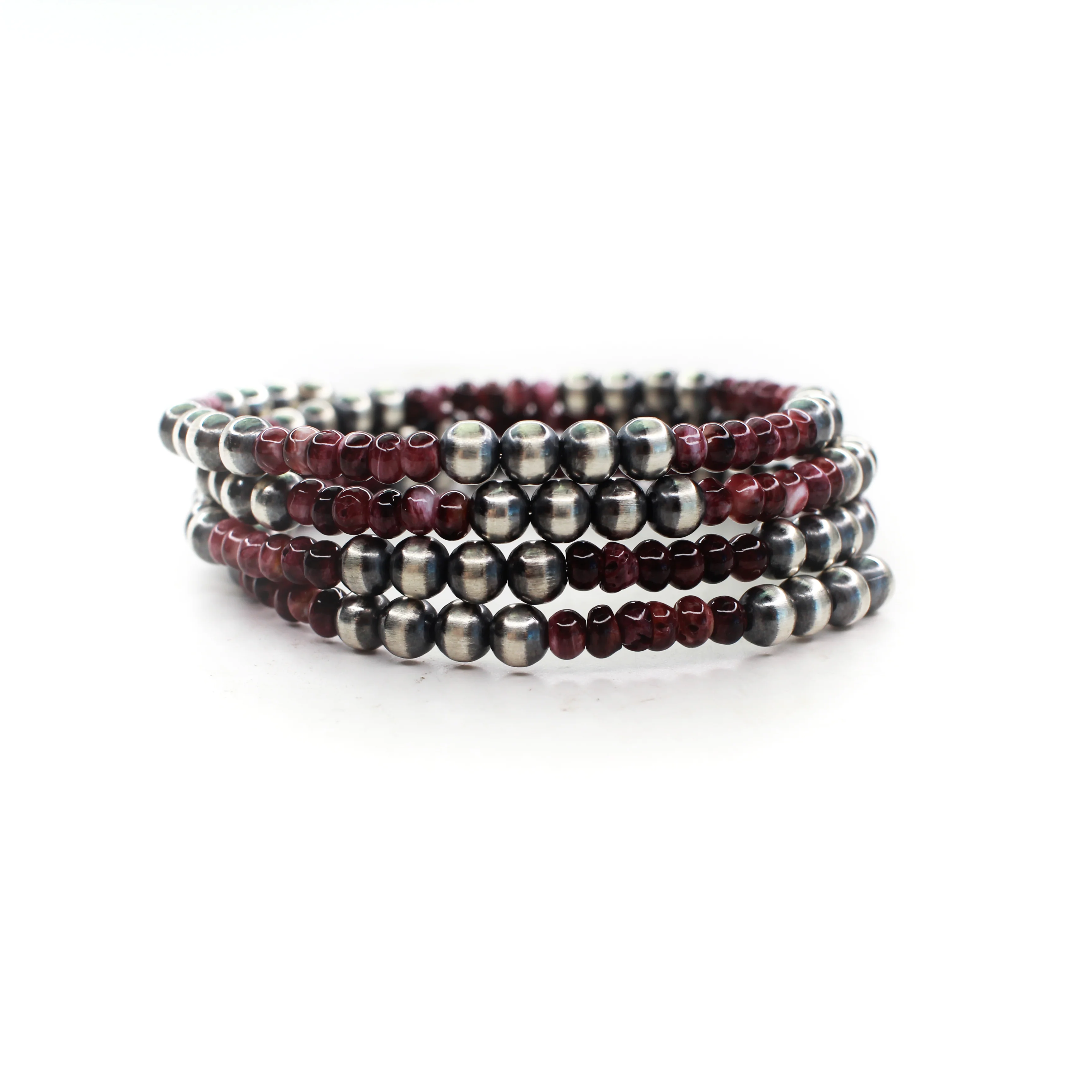 5mm Navajo Pearl Memory Wire Bracelet - Purple