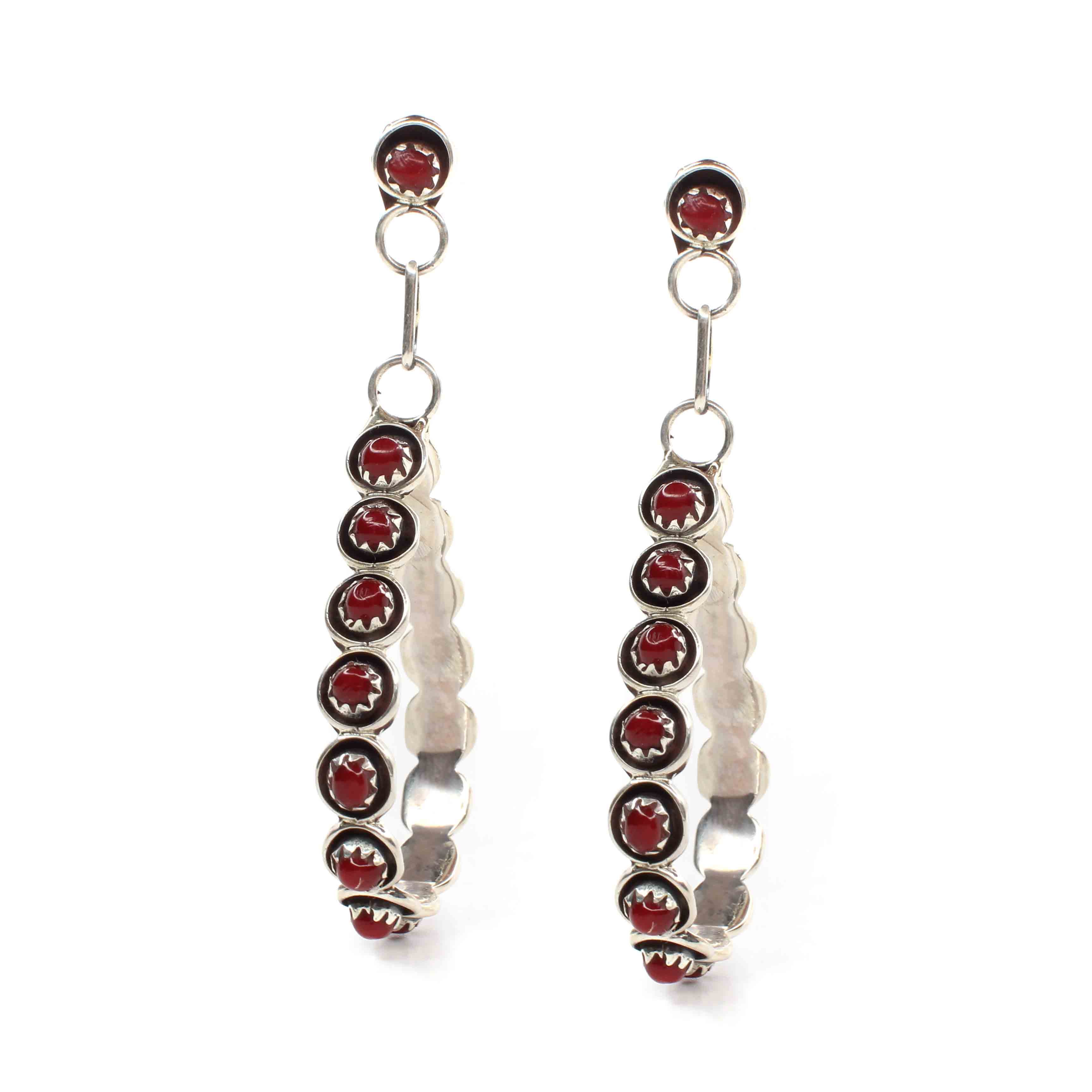 The Post Zuni Teardrop Hoops-Coral: 2 1/2"