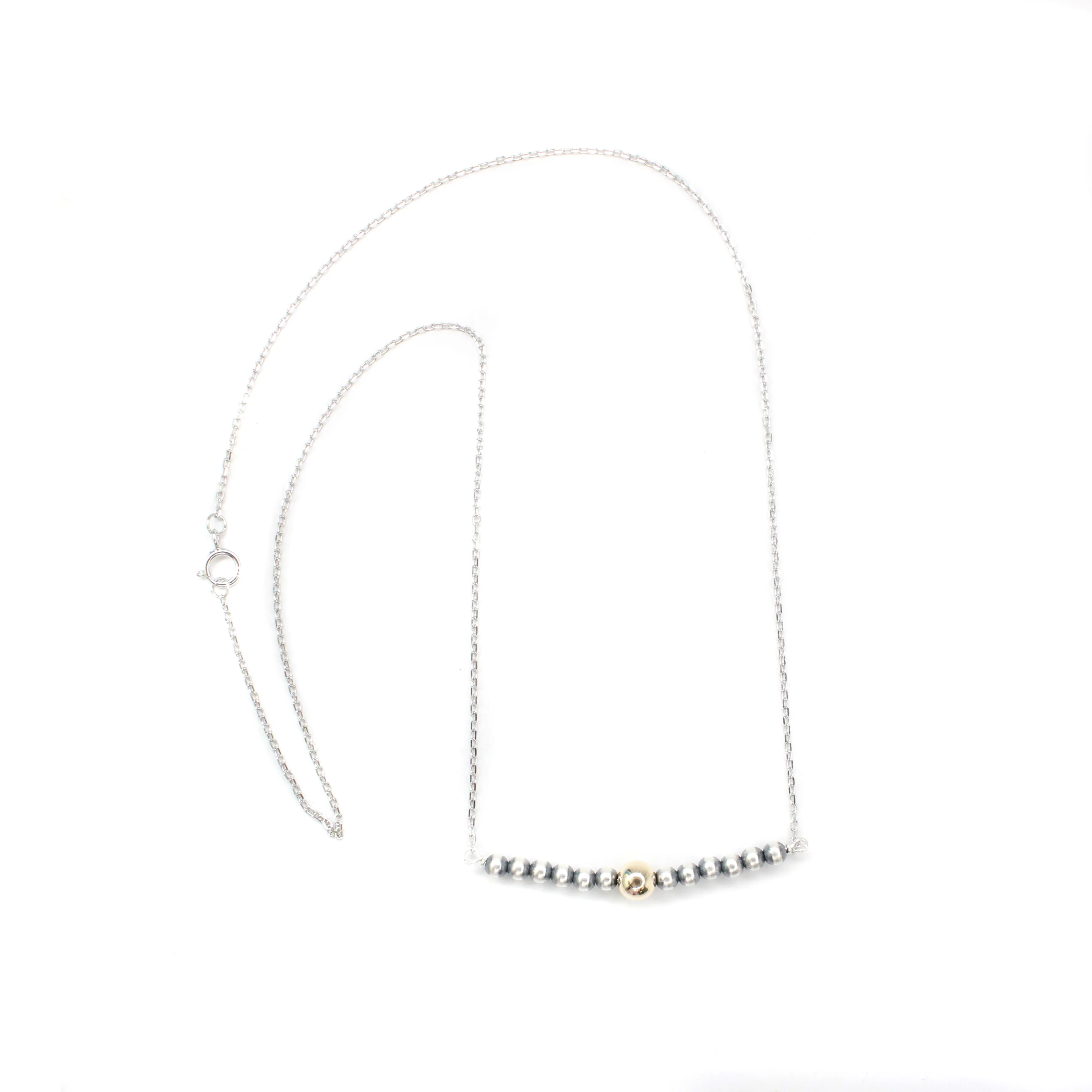 3-5mm Navajo Pearl- Gold Bar Necklace