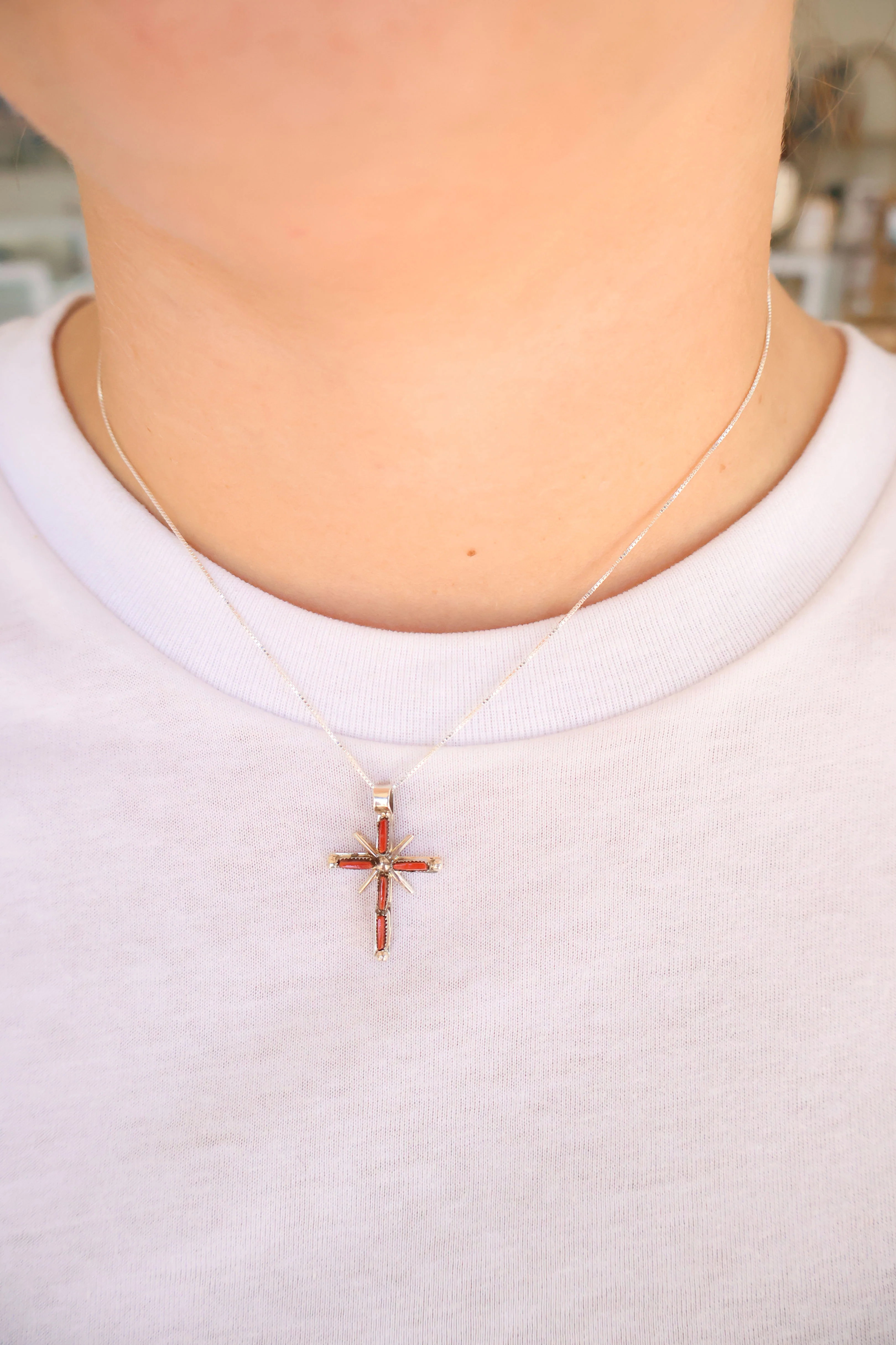 The Luca - Red Coral  (Pendant w/ chain) - Image 2