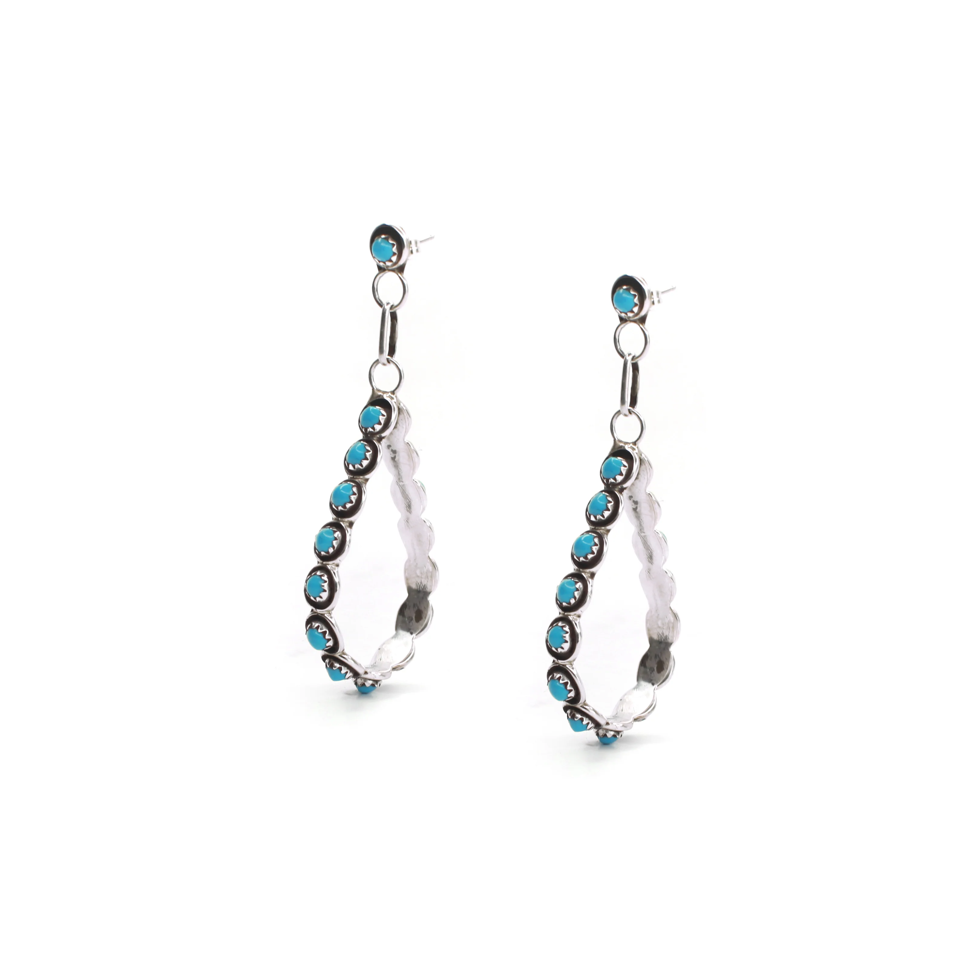 The Post Zuni Teardrop Hoops-Turquoise: 2 1/2" - Image 3
